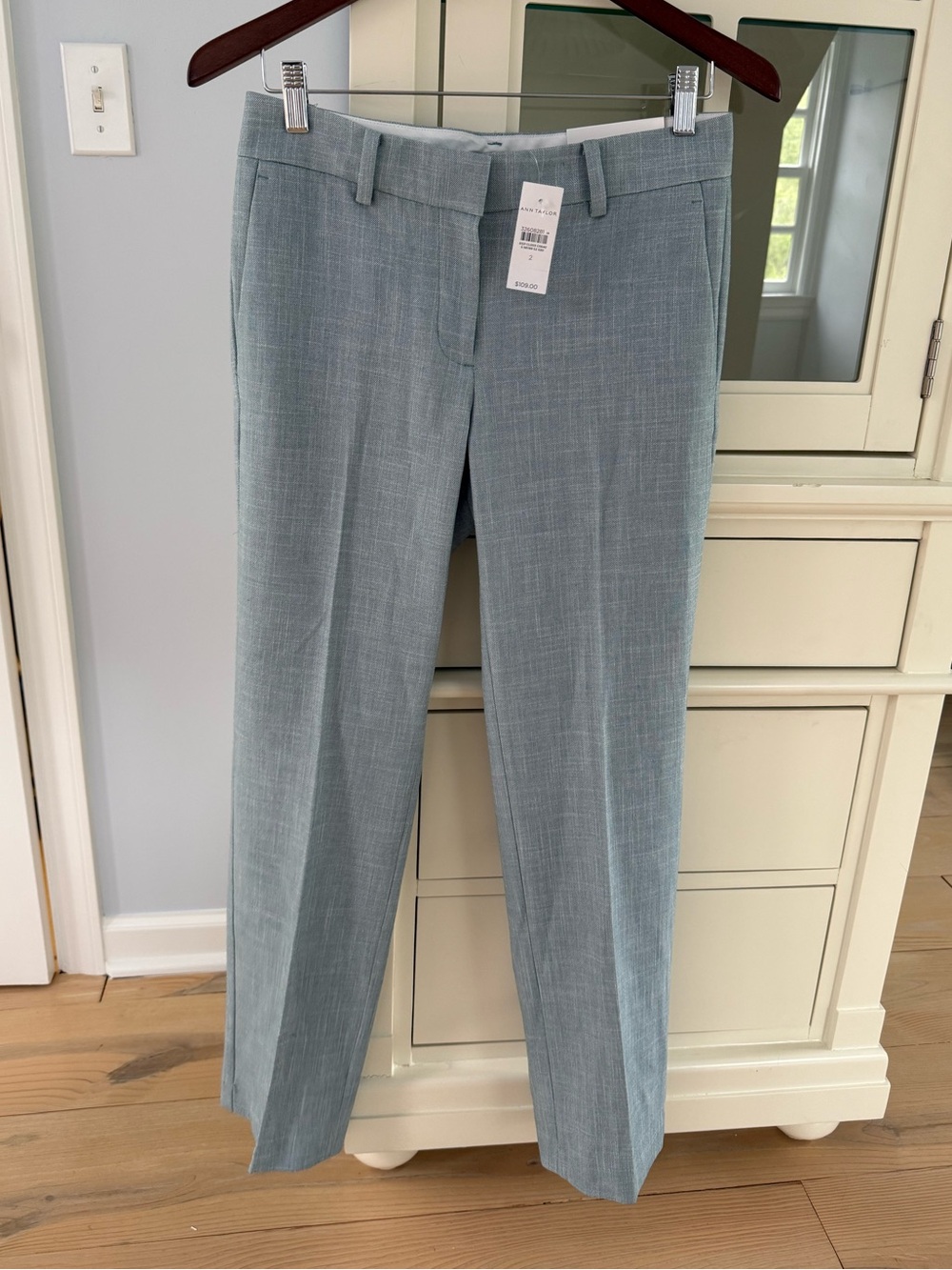 Ann Taylor Light Blue Straight-Leg Dress Pants